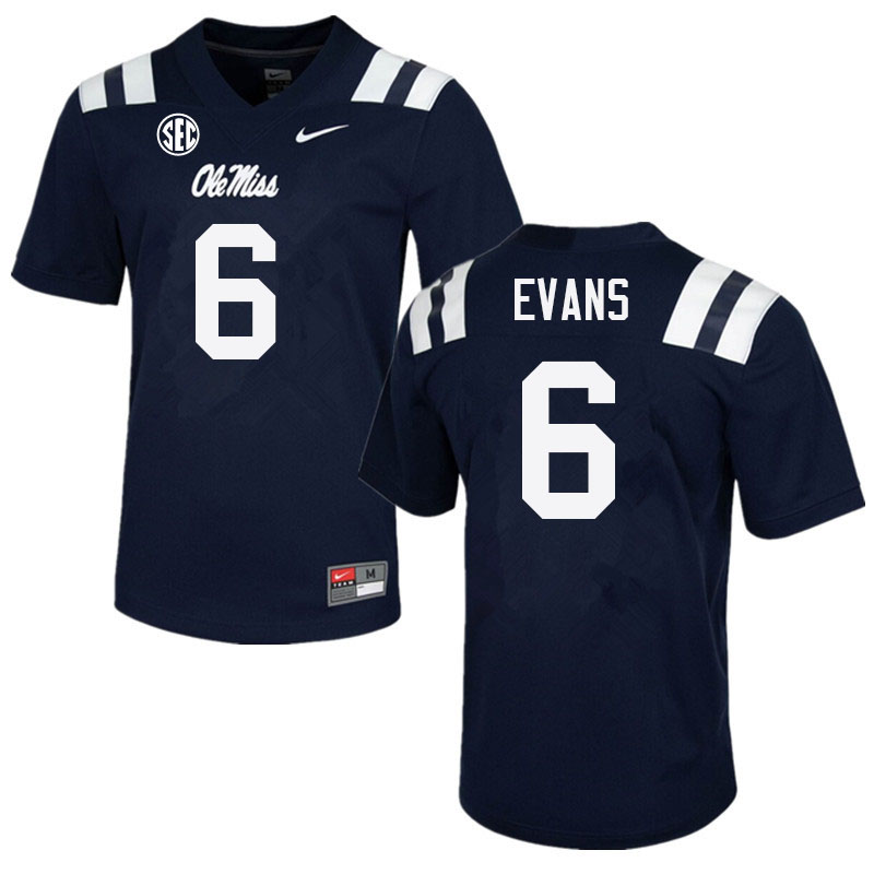 Zach Evans Ole Miss Rebels NCAA Men's Navy #6 Stitched Limited College Football Jersey WKD8758GF